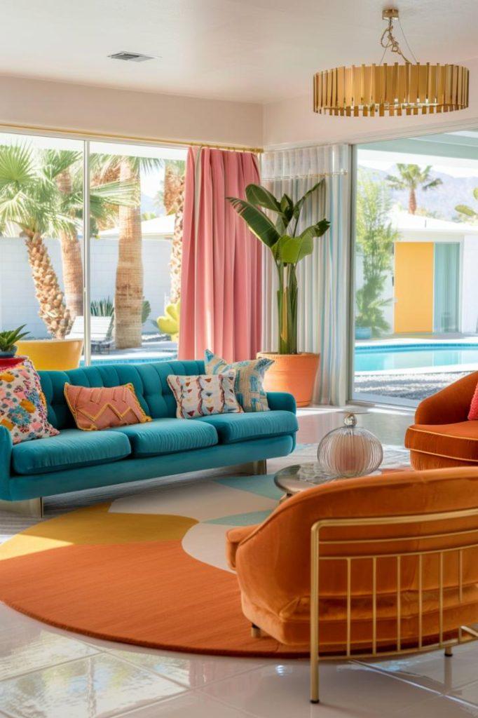 Retro Living ⁢Room: Revisit the past with bold colors and ⁢playful designs