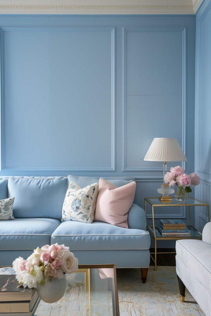 Embrace tranquility with soft pastel ‌blue living⁤ room tones