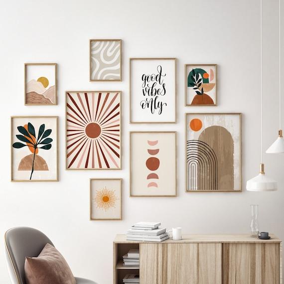 Create a gallery wall featuring art and personal photos in your Boho Living Room