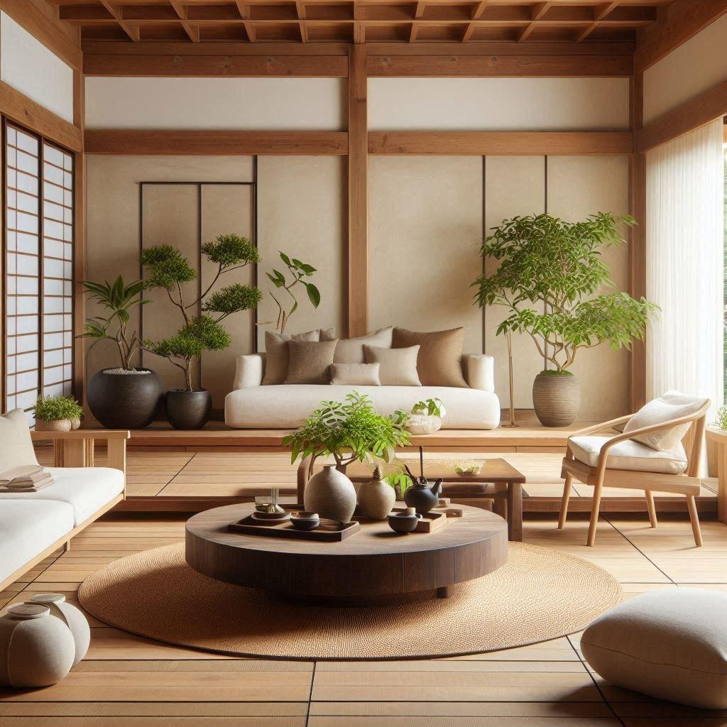 Zen Retreat: Create a tranquil Living⁢ Room with natural materials and greenery