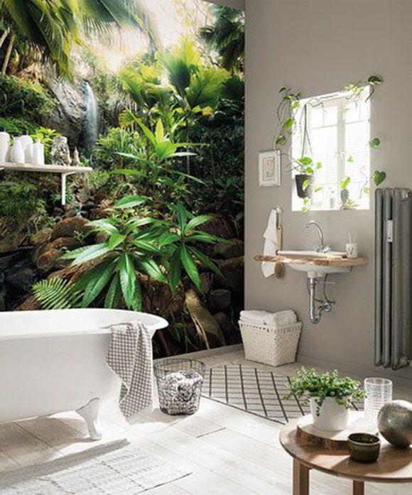 Lush green plants to breathe life into your boho bathroom