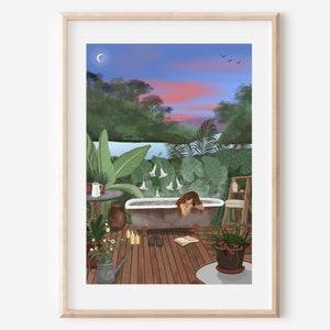 Whimsical⁤ art prints‌ enliven walls in ⁢your ⁣boho ​bathroom