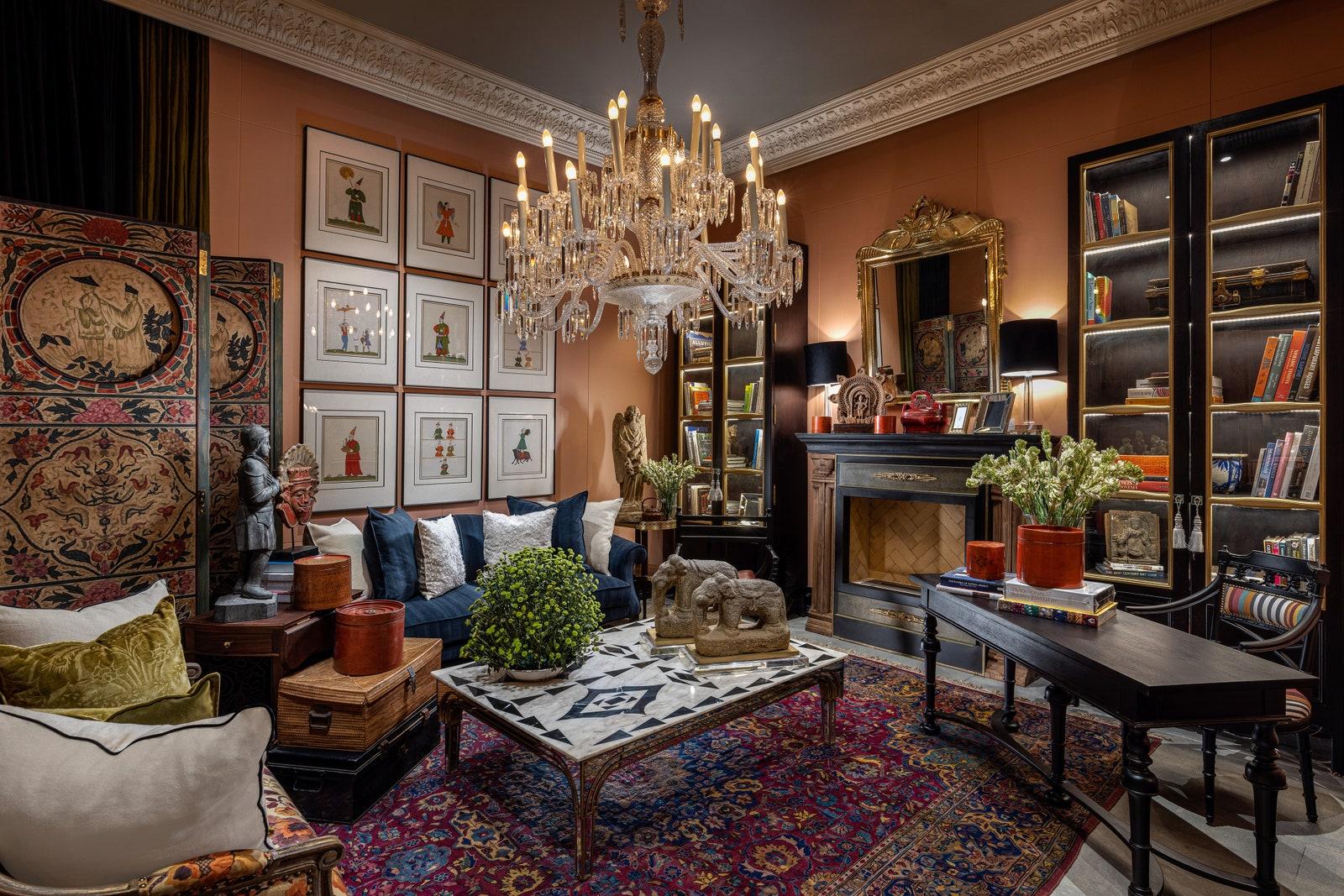 Use layered lighting for a cozy, versatile atmosphere in your vintage living room