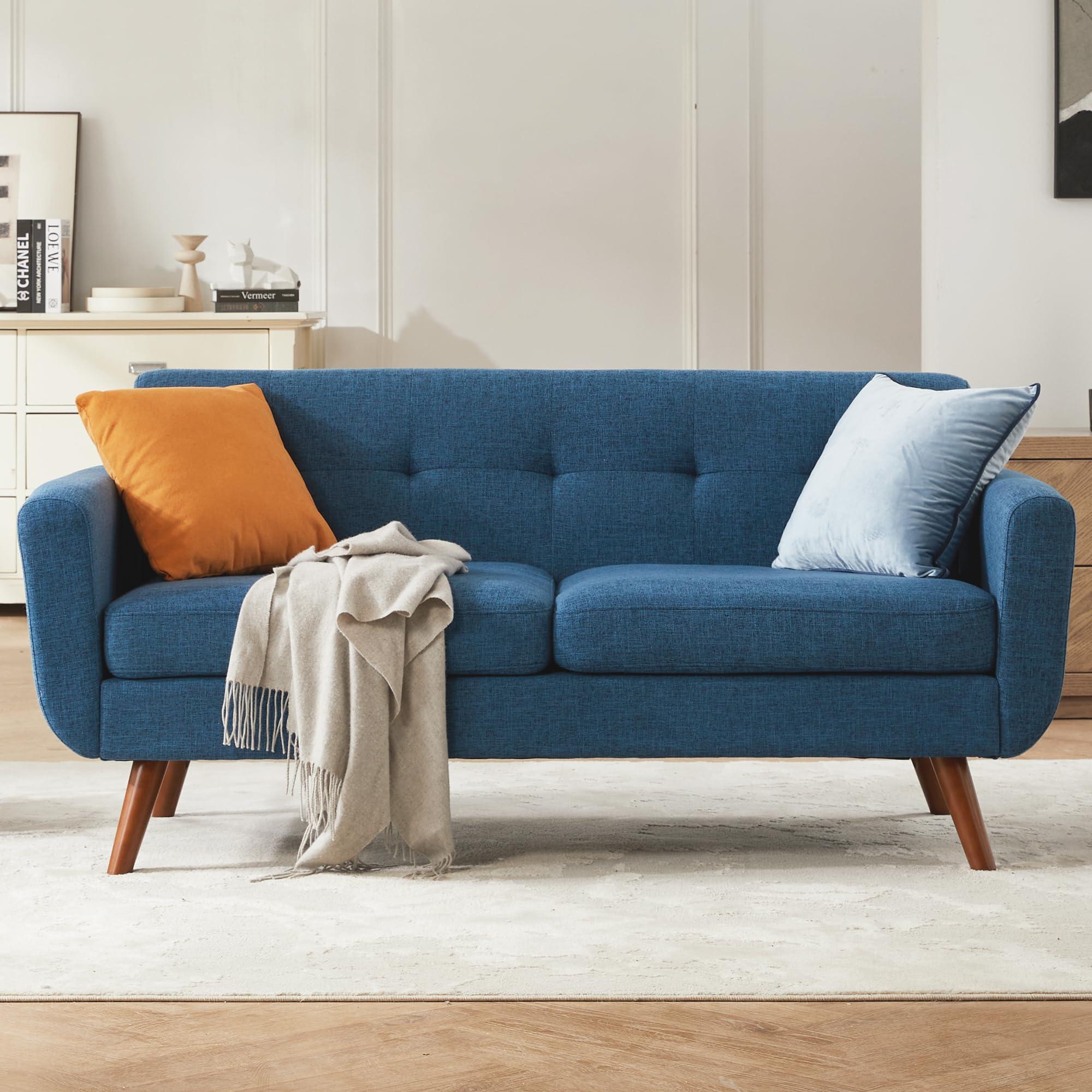 Mid-century ‌modern blue living room furniture for timeless elegance