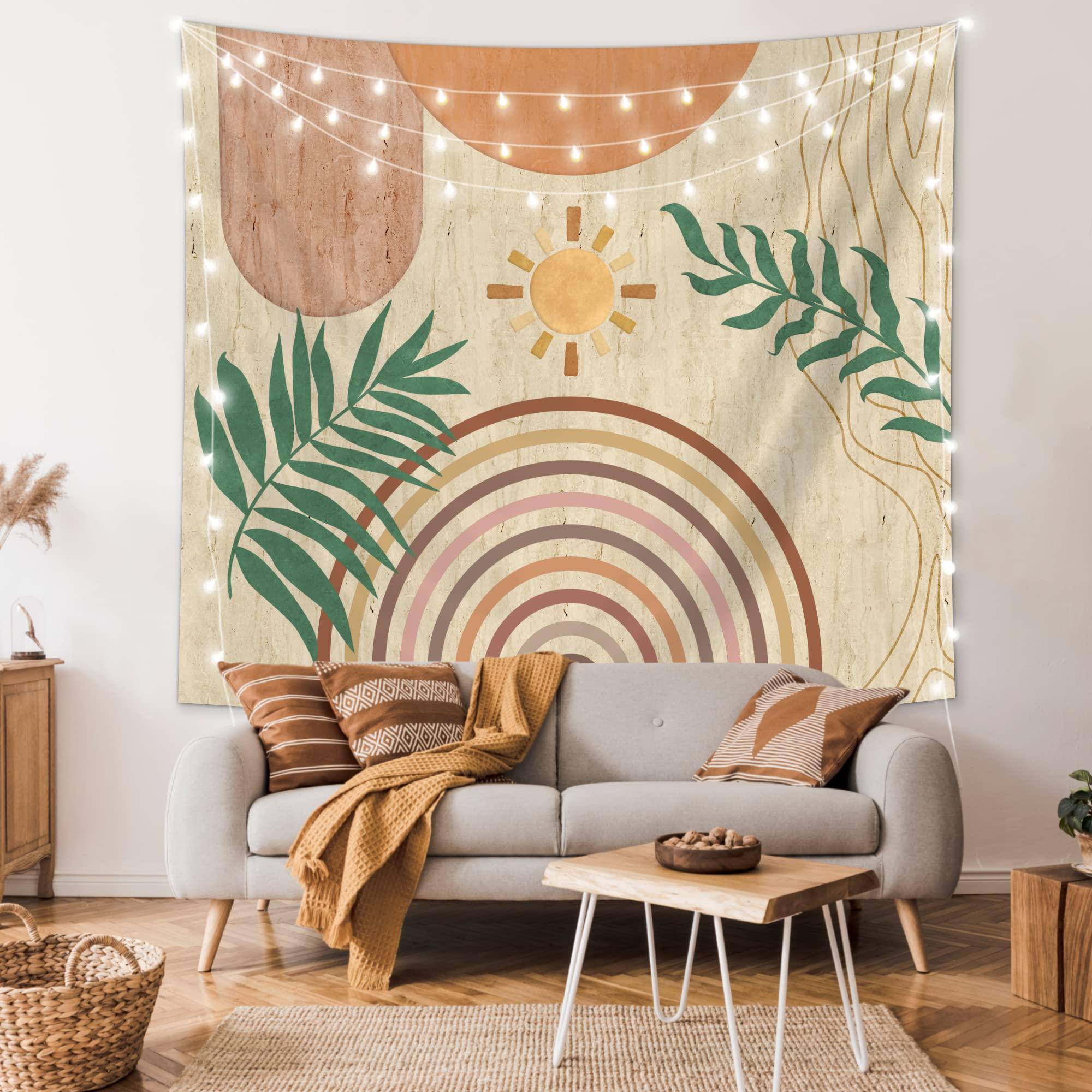 A statement tapestry can anchor your Boho Living Room’s design