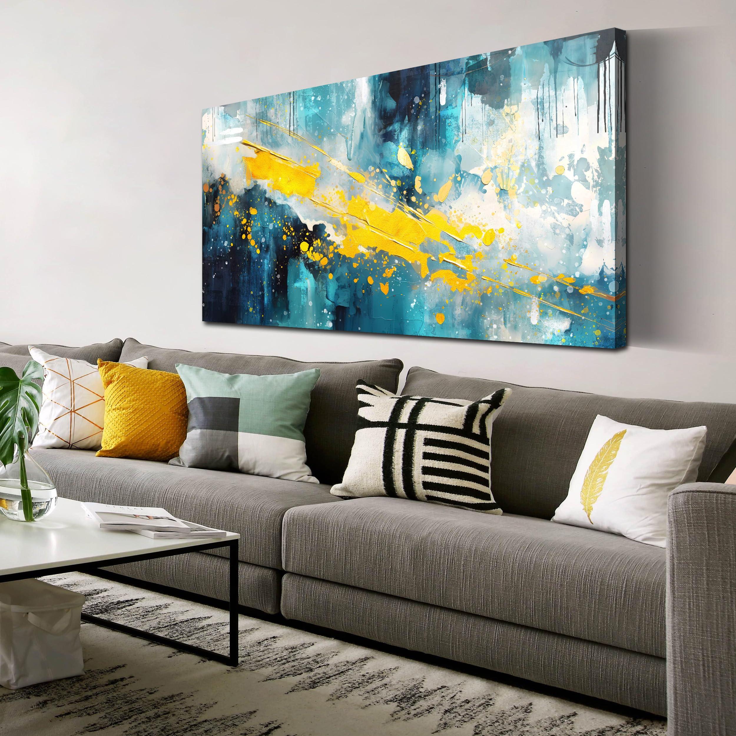 Combine blue and yellow for a cheerful blue ‍living room scheme