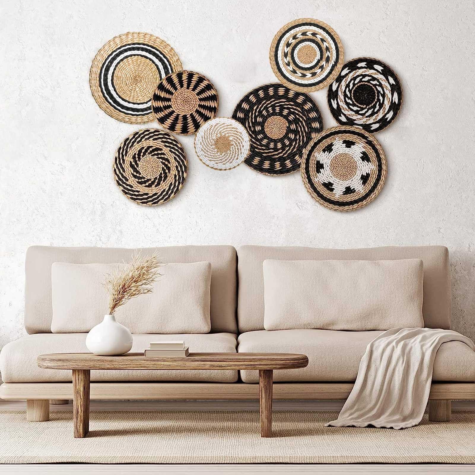 Opt for woven baskets to organize and decorate your Boho Living Room