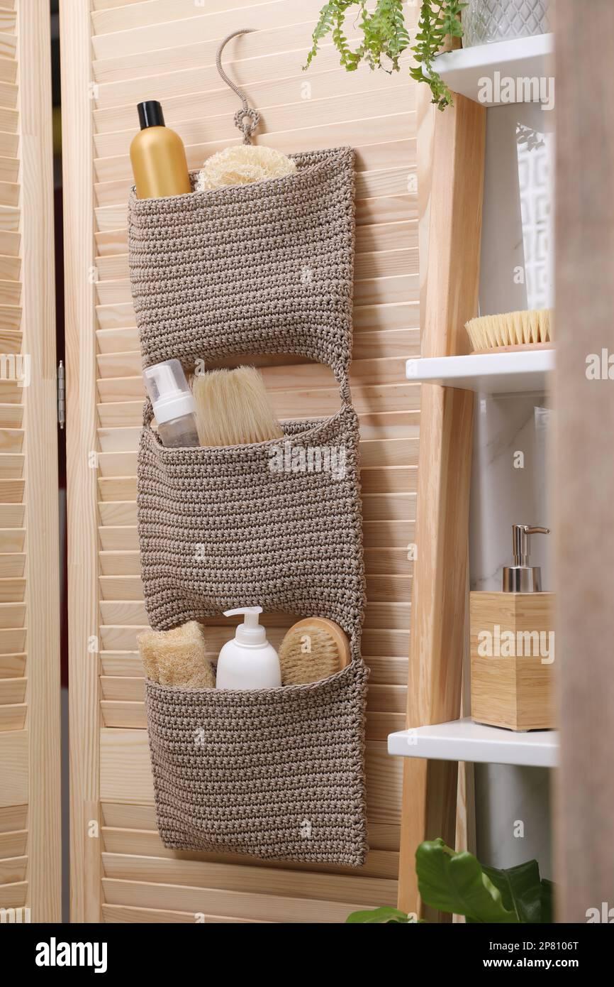 Stylish shelves displaying curated bathroom essentials