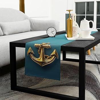 Use a blue coffee table to​ anchor the room