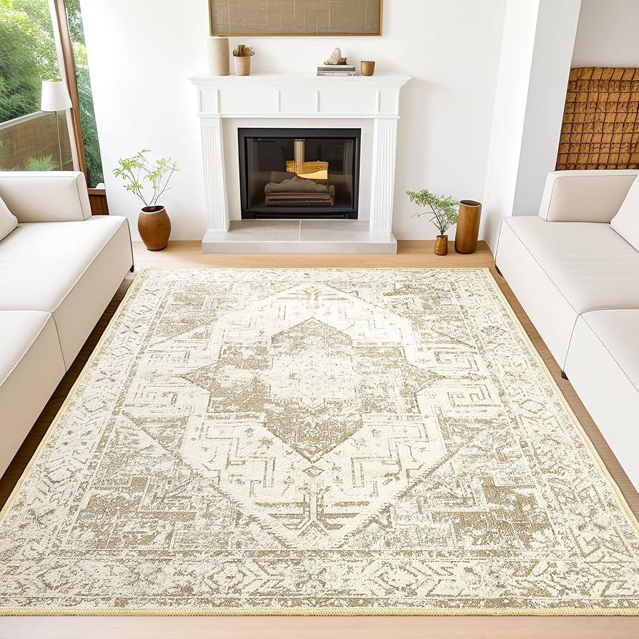 Warm up your Vintage ⁣Living Room with a cozy, textured ‌area rug