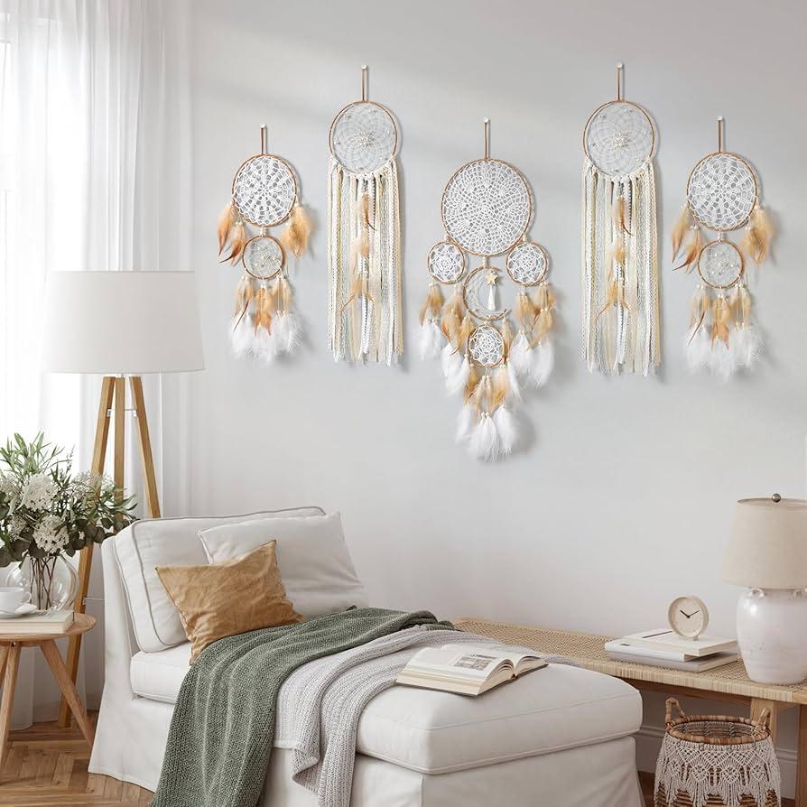 Hang dreamcatchers for a whimsical touch and positive energy in​ your Boho Living Room