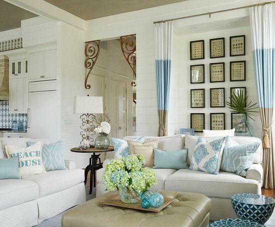 Coastal ​Living Room: Light ‍blues ​and whites evoke seaside relaxation and freshness