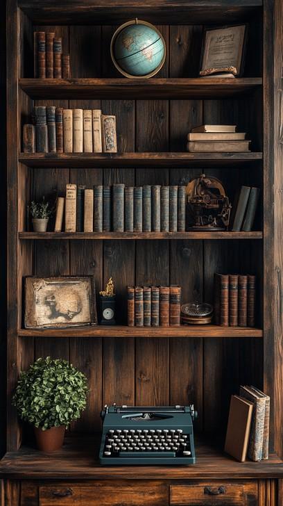 Display a collection of vintage‍ books on a rustic bookshelf for charm