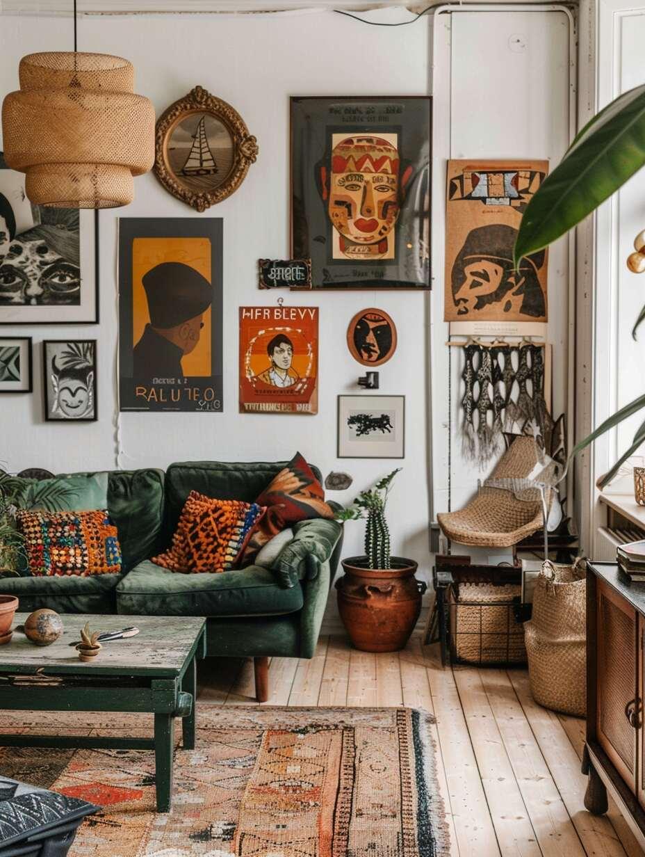 Vintage finds tell a story and personalize your Boho Living Room