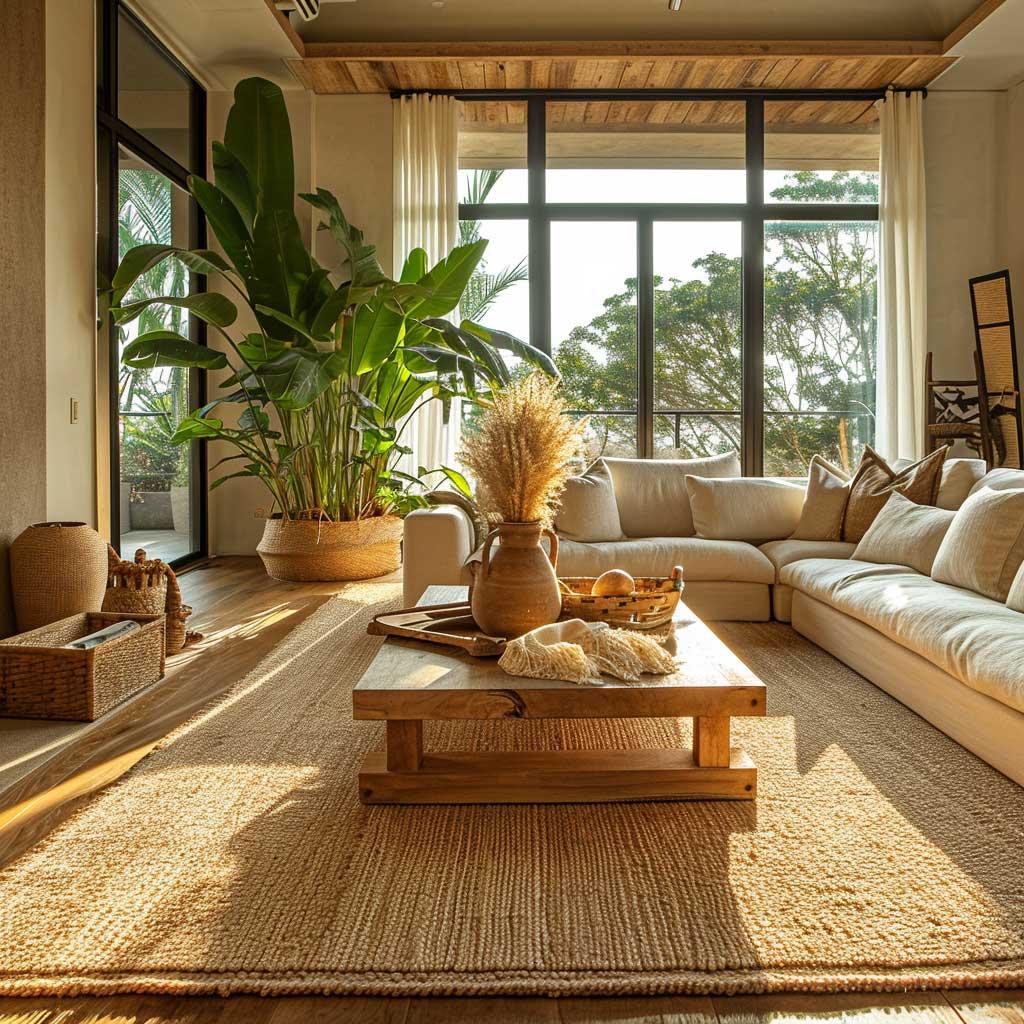 Choose reclaimed wood furniture to enhance sustainability in your Earthy Living Room