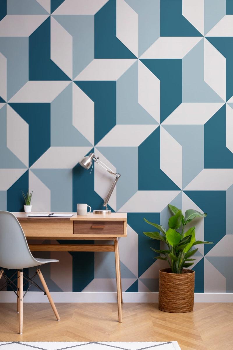 Explore geometric patterns in blue for⁣ a modern living room makeover