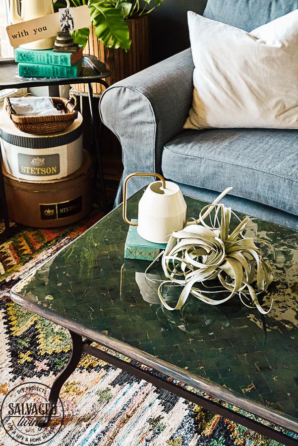 Choose a vintage coffee table to add character to your Boho Living Room