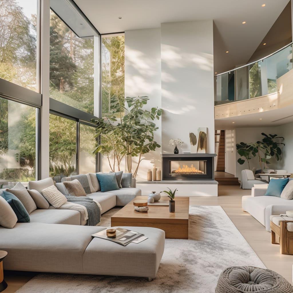 Nature-Inspired Living Room: Incorporate organic elements for an earthy, calming atmosphere