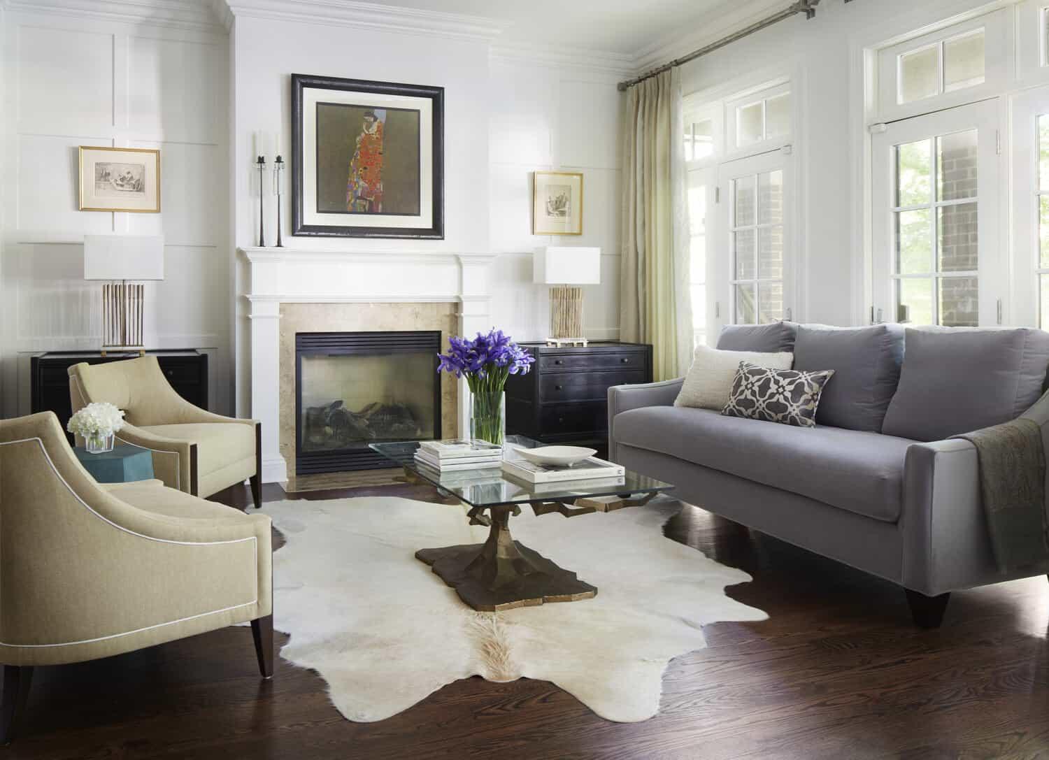 Layer textures with throw pillows and blankets to add depth to your Contemporary Living Room