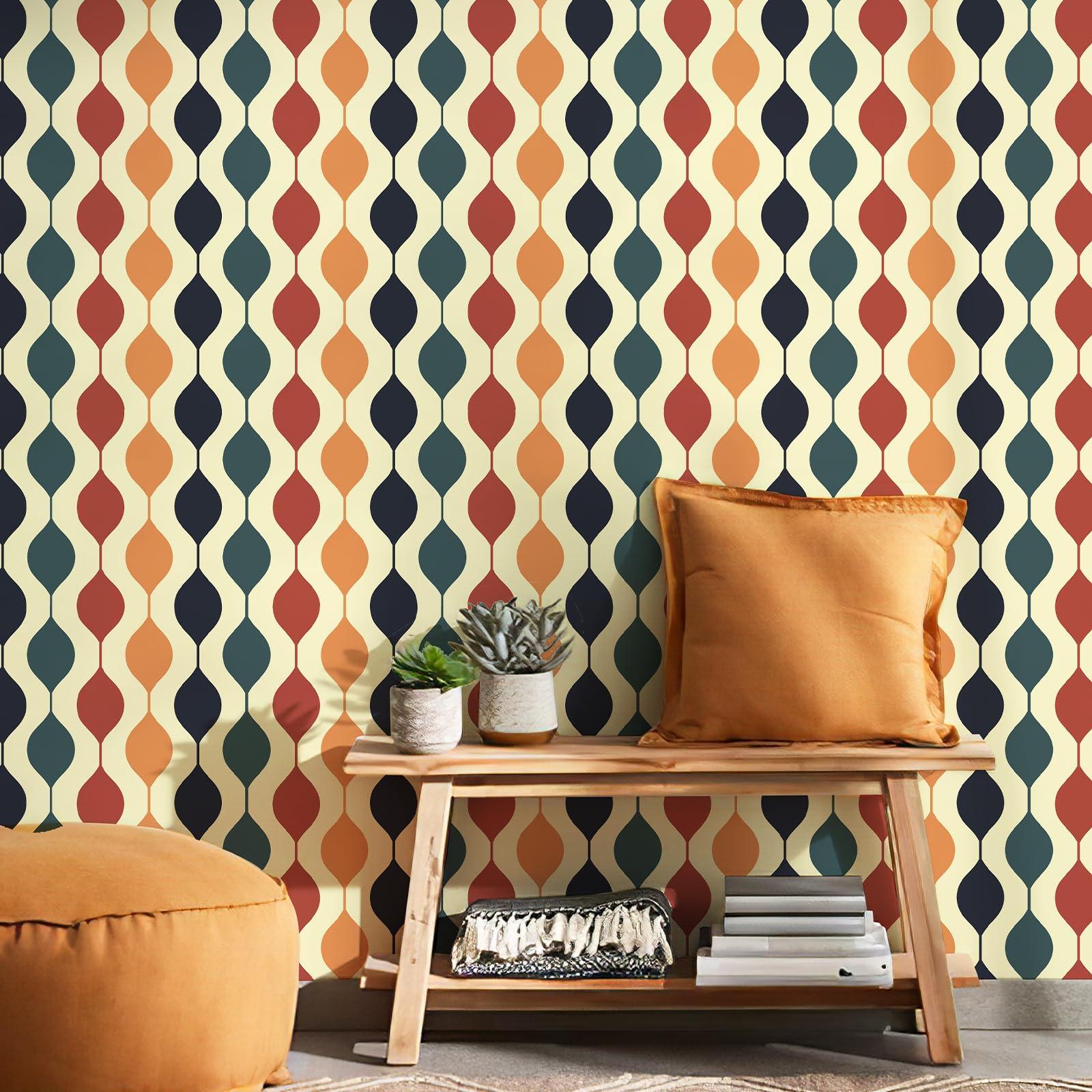 Retro wallpaper lends ‌character and depth to your vintage living room ​walls