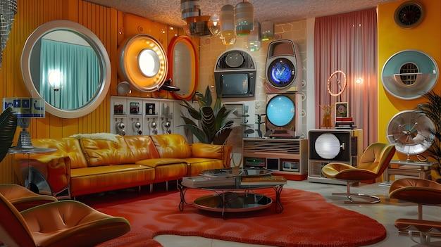 Retro Futuristic Living Room: Blend retro charm with futuristic designs for intrigue