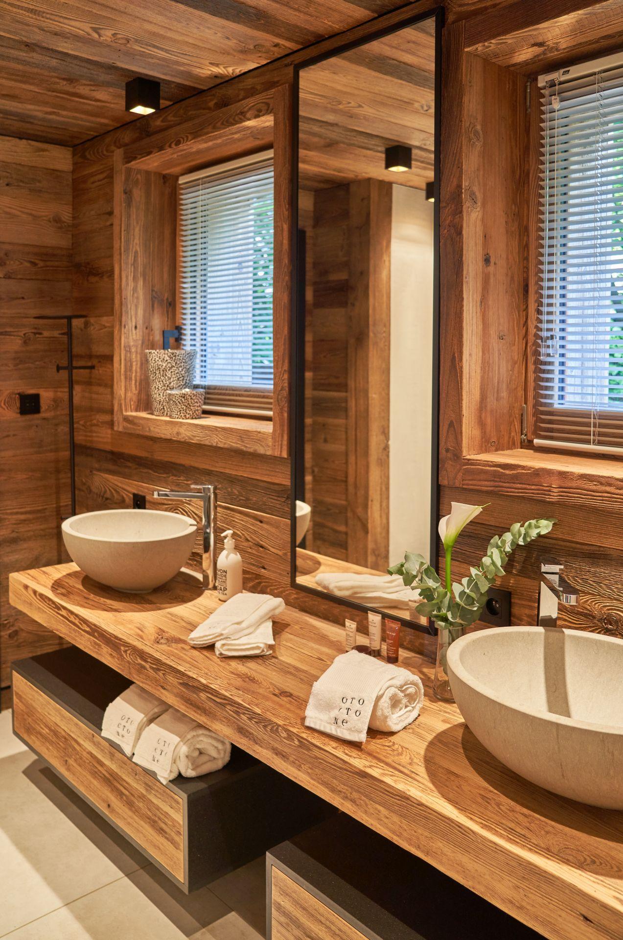 Add candles for a warm glow in your Chalet Bathroom