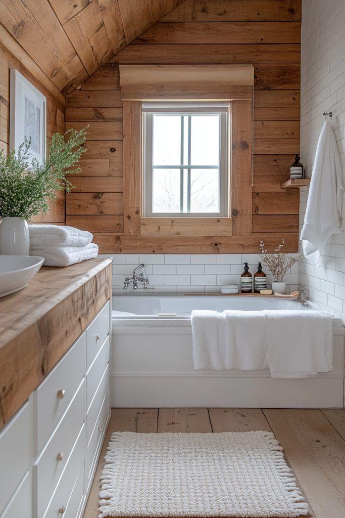 Choose neutral colors for ⁤a serene Chalet Bathroom palette