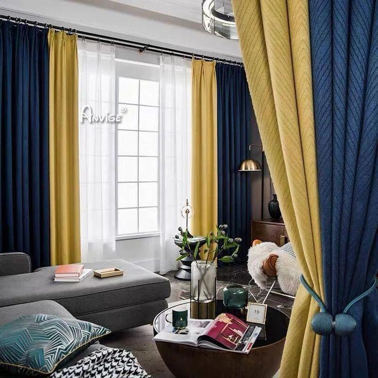 Install blue curtains ⁤for an elegant touch to your living room