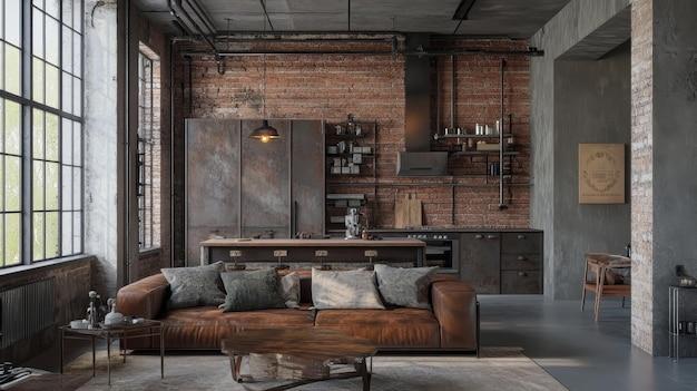 Industrial ‌Living Room: Urban Chic with Exposed Brick and Metal Accents