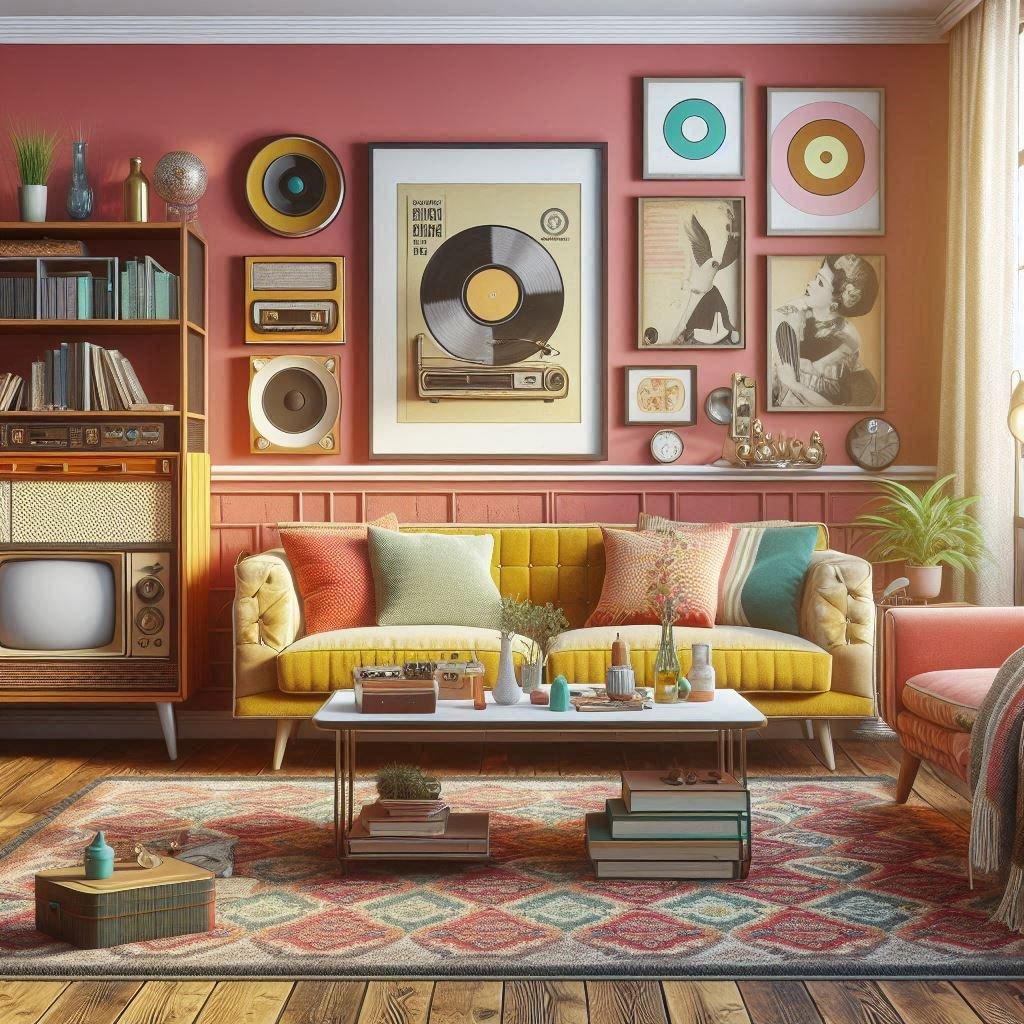 Embrace a⁣ retro color ‍palette ⁣to evoke charm in your vintage living room