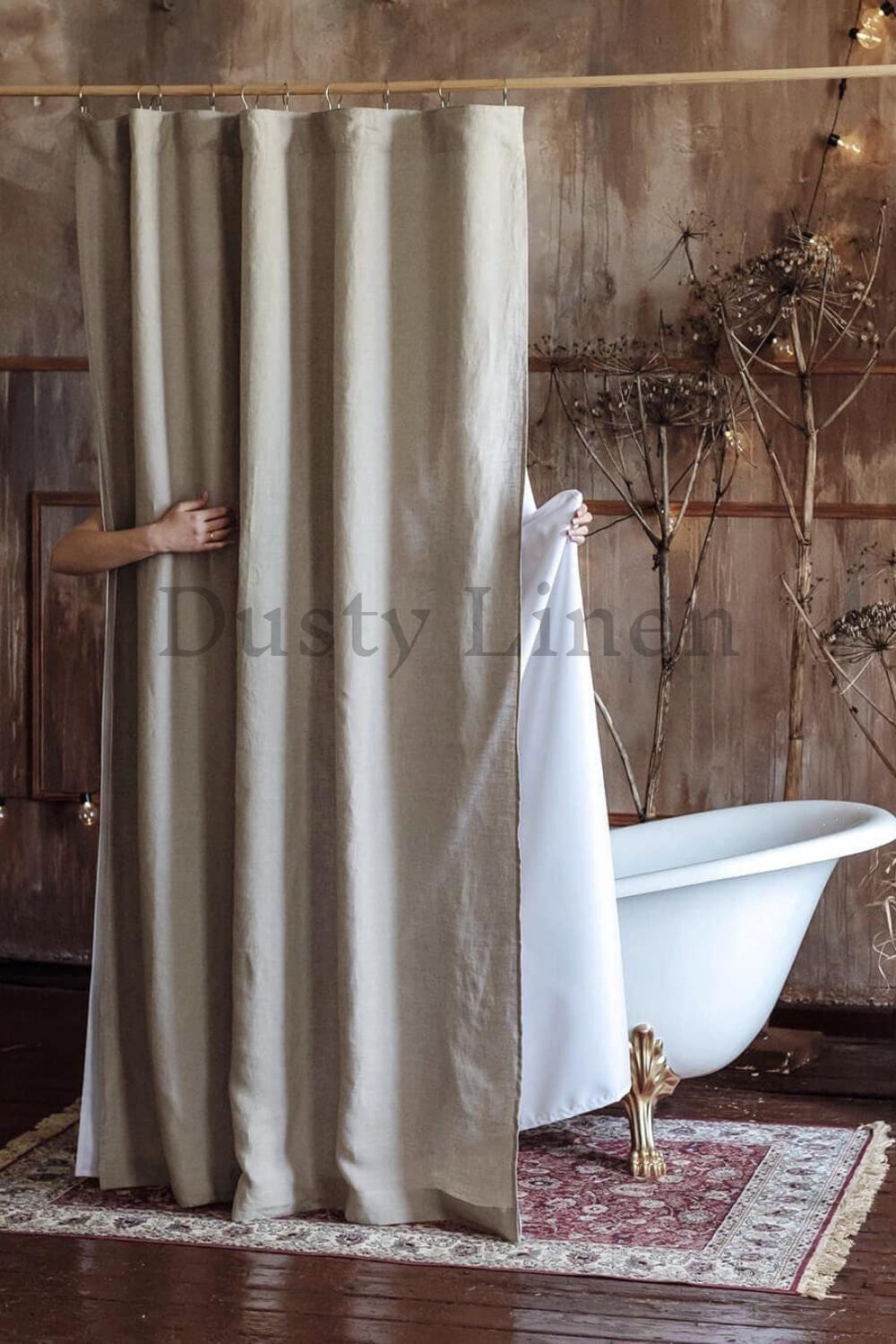 Creased linen for shower curtains ⁣that enhance ⁤boho⁤ bathroom style