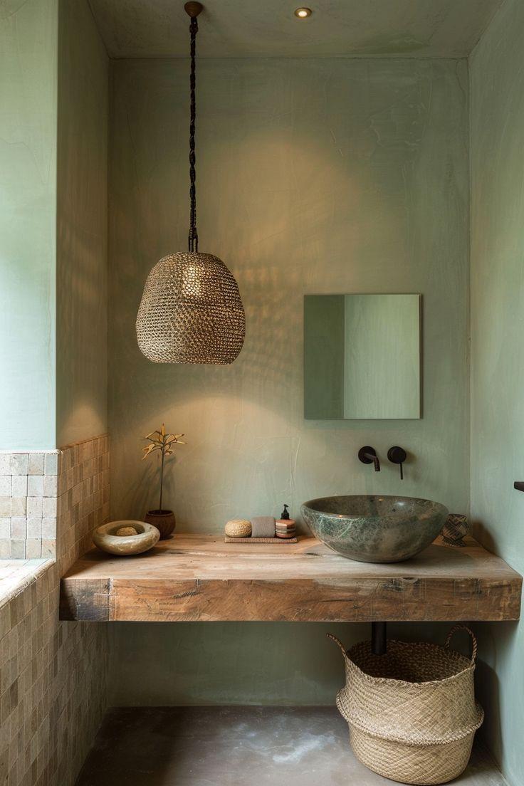 Natural stone ⁢sinks offer elegance ‌in your boho bathroom