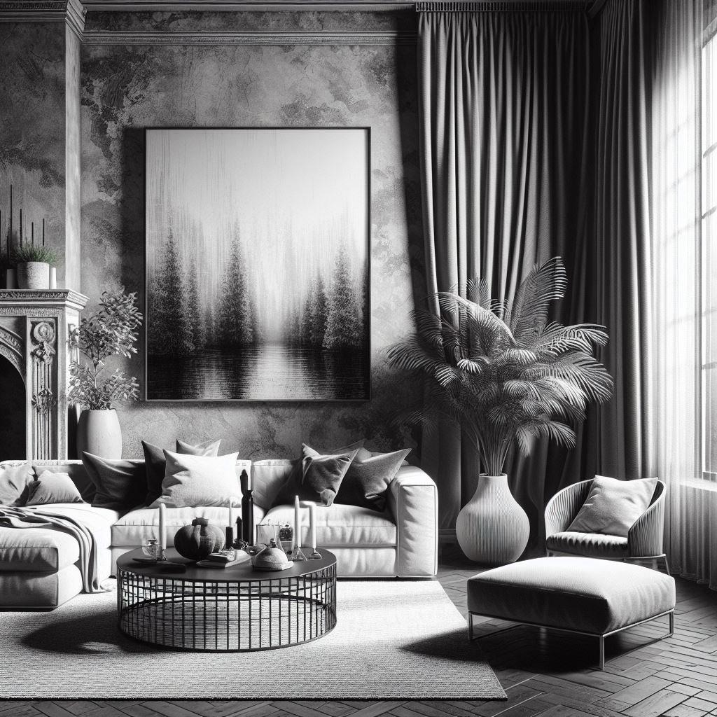 Elegant ⁣Monochrome Living⁢ Room: Timeless Sophistication with Black and White