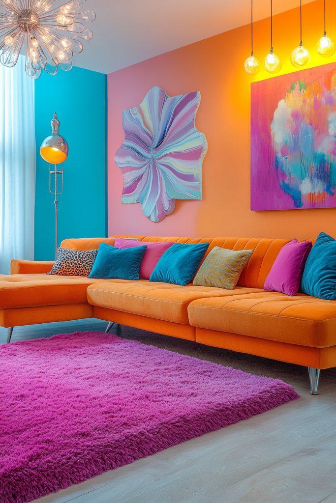 Retro Living ‌Room: Revel in fun pops ⁣of color and whimsical ​furnishings