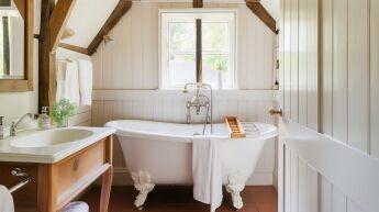 Personalize with monogrammed towels in your Chalet Bathroom retreat