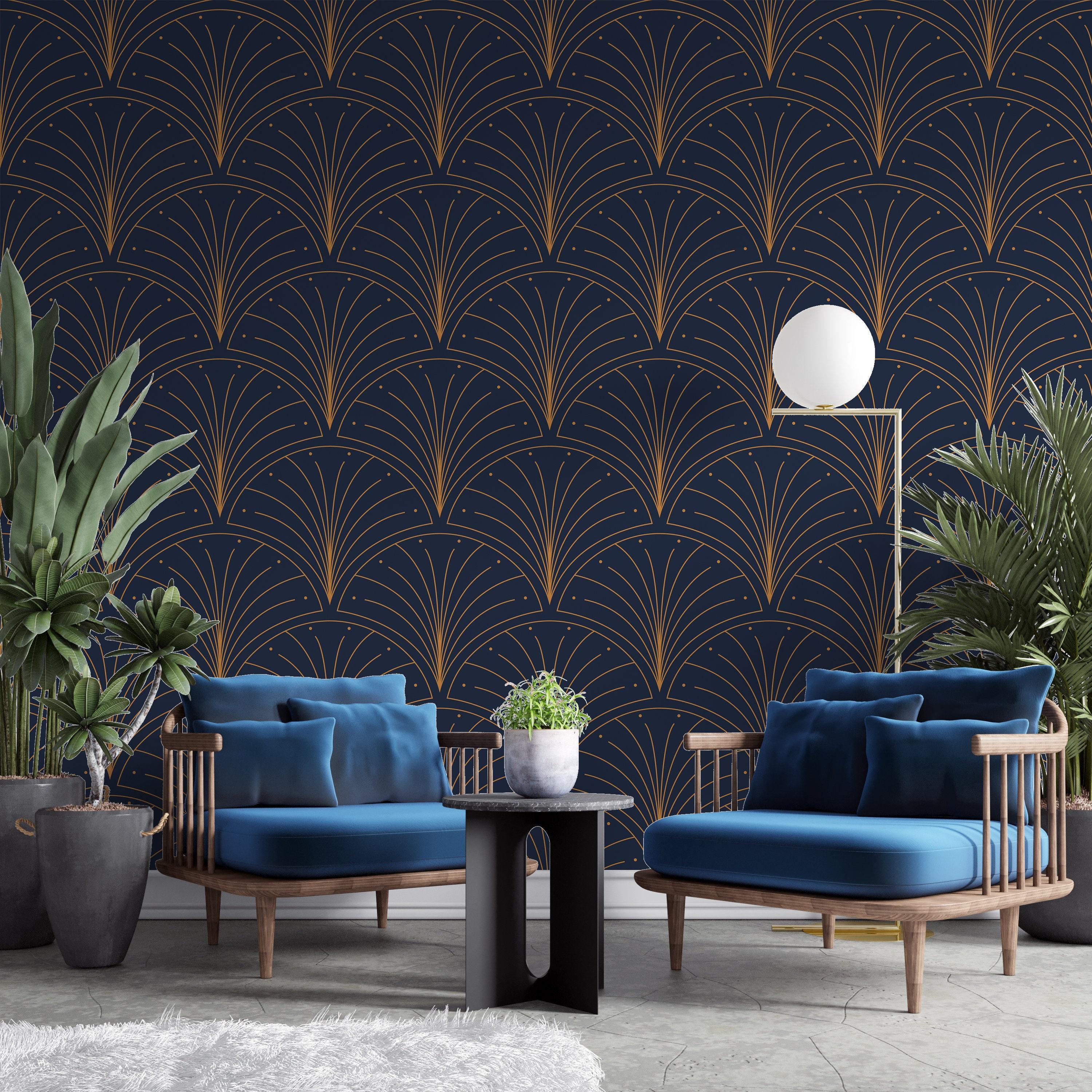 Choose blue wallpaper for an unexpected‍ twist in‍ your living‍ room