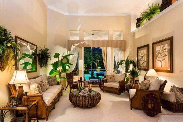 Tropical Living Room: Infuse your space⁤ with vibrant patterns and lush greenery