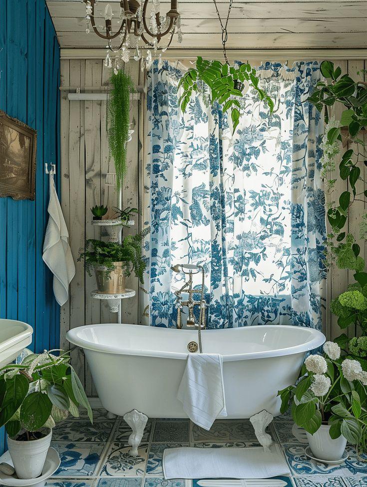 Hanging plants bring life to your‍ relaxing boho‌ bathroom retreat