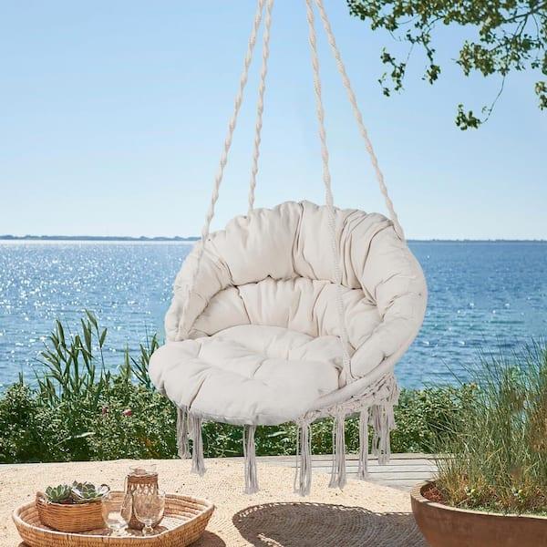 Install a cozy hammock chair for a unique boho bathroom