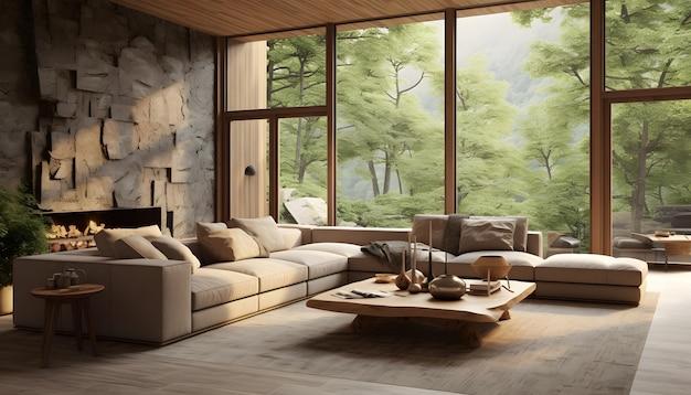 Utilize natural materials like wood and stone to enhance your Earthy Living Room