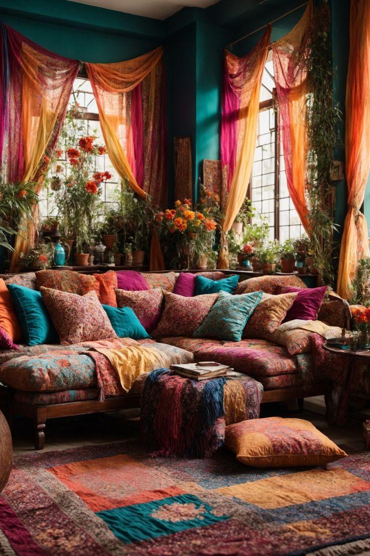 Bohemian⁢ Living Room: Unleash your creativity with vibrant colors and textures