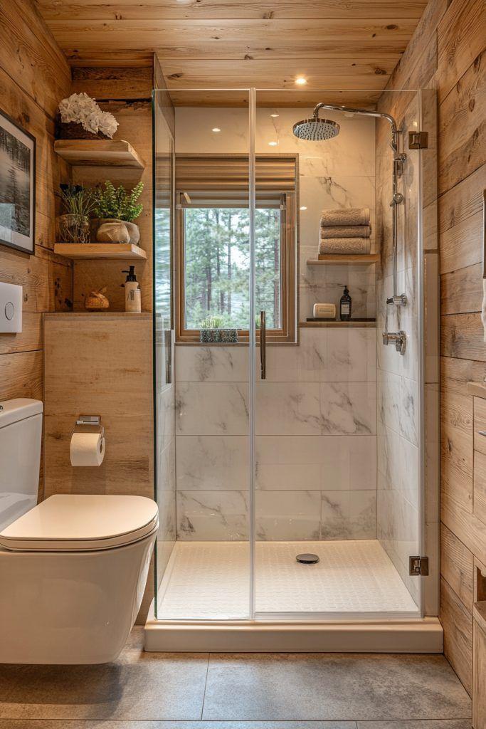 Create a rainfall shower​ to transform your ‍Chalet Bathroom experience