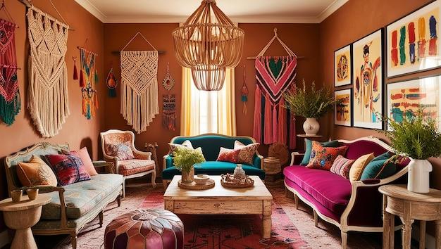 Bohemian Living Room: Embrace eclectic patterns‍ and vibrant colors