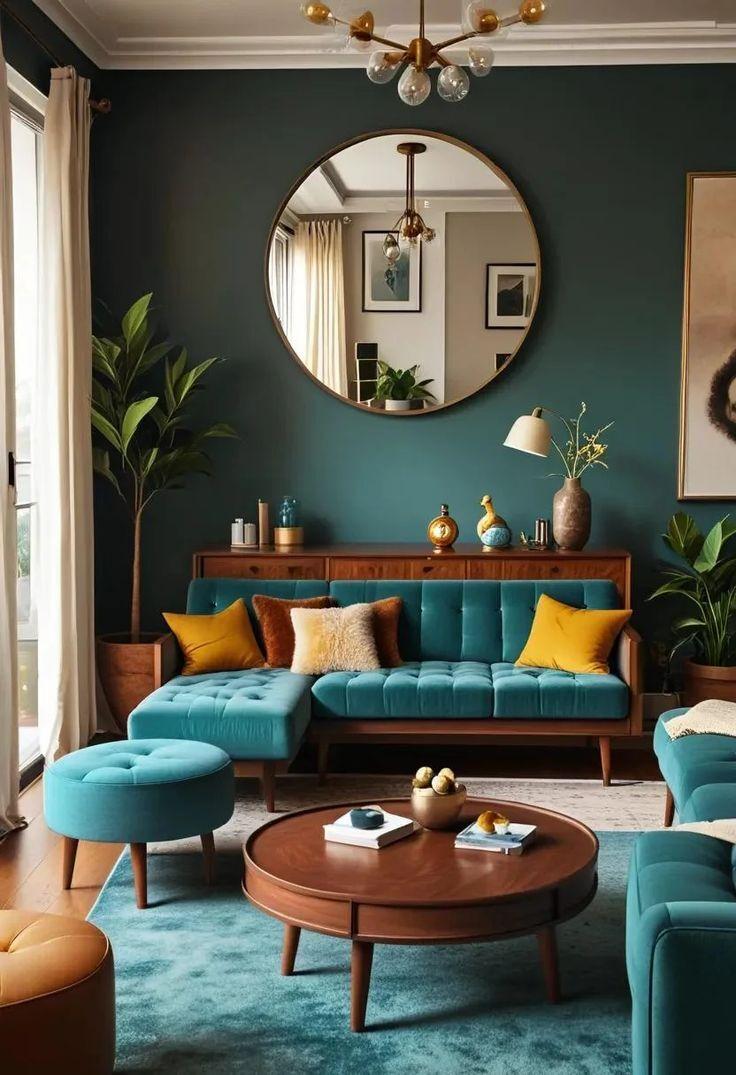 Mid-Century Modern Living Room: Celebrate retro shapes and bold colors for nostalgia