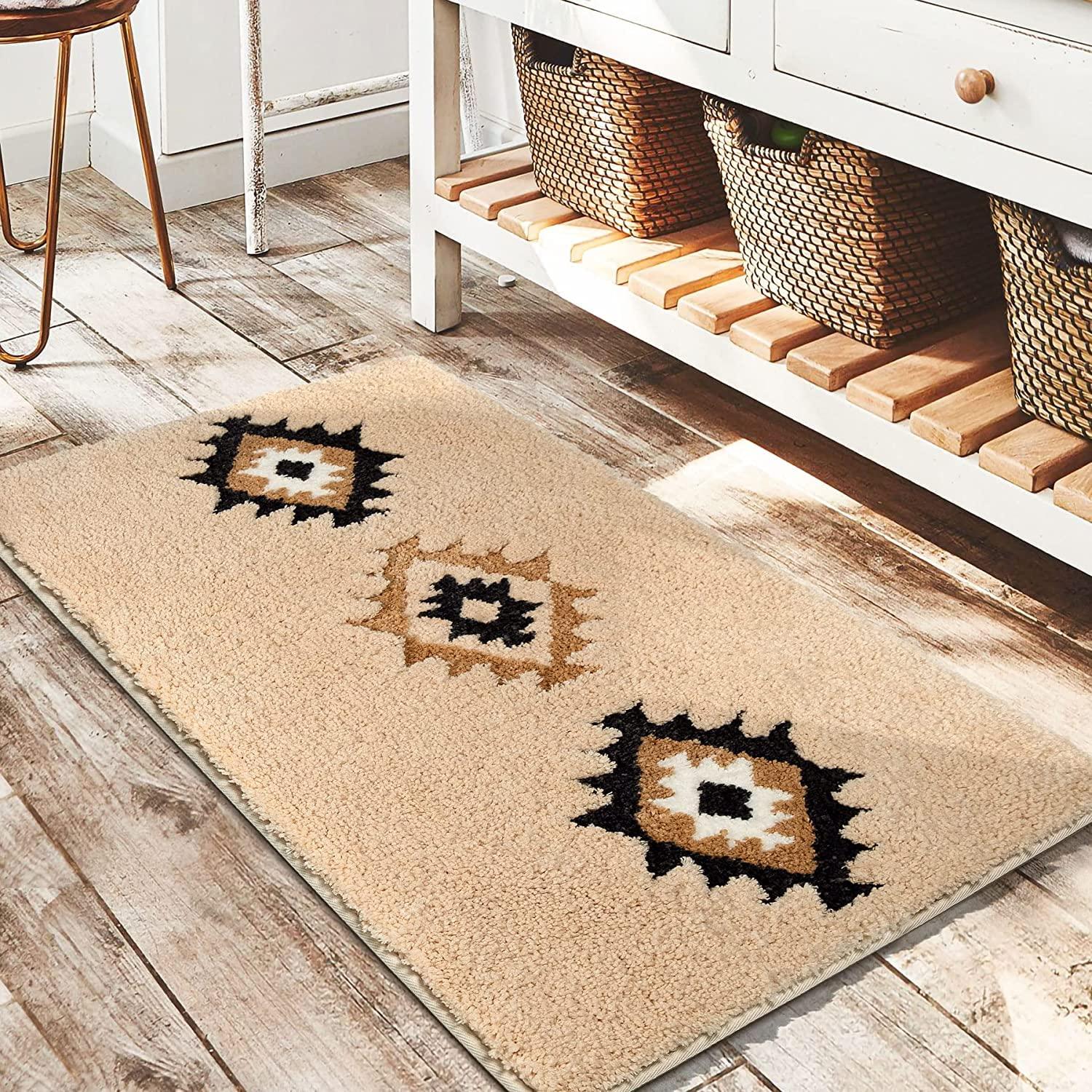 Create a spa-like ​experience with soft⁣ rugs in your boho bathroom