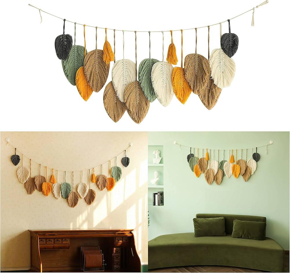 Incorporate macramé wall hangings to bring texture to your Boho Living Room