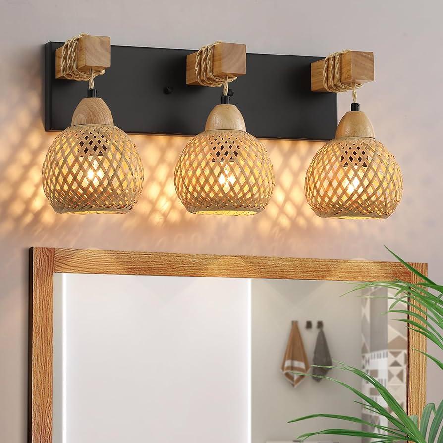 Soft lighting fixtures ⁢enhance the tranquility of a boho bathroom