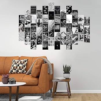 Showcase a gallery wall featuring black-and-white photos in chic vintage frames