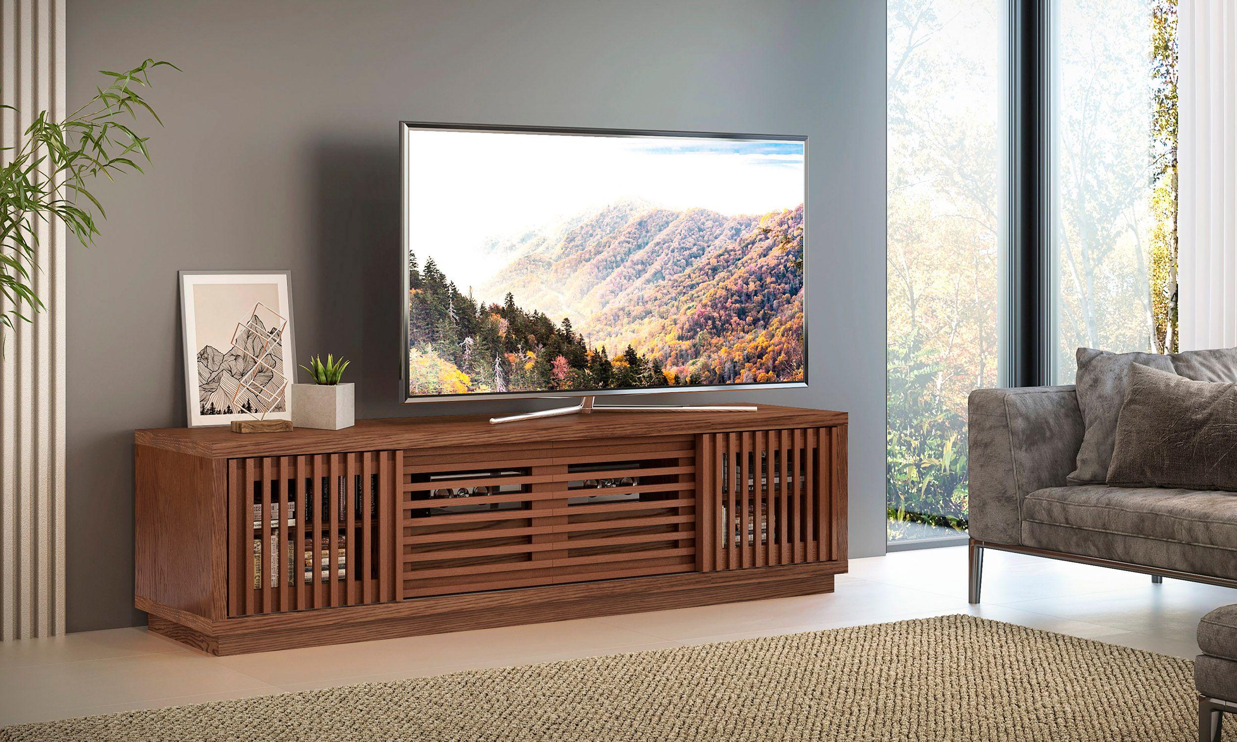 Showcase ⁢a sleek media console for‍ electronics storage⁤ in‌ your ‌contemporary ‌living room