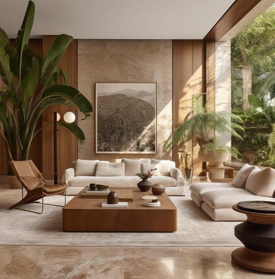 Curate a collection of stone or clay accents for your Earthy Living Room